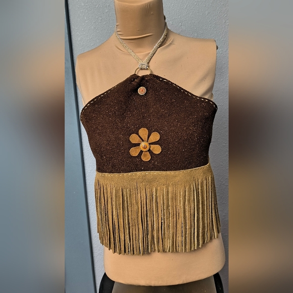 Brown suede halter top - Picture 1 of 3